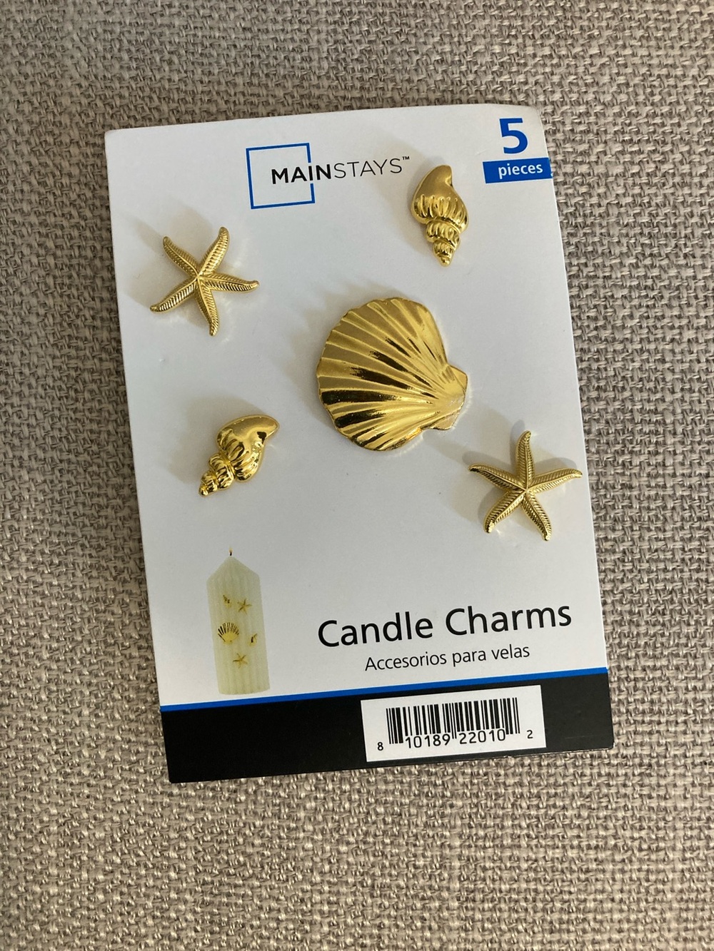 Mainstays Gold Sea Shell & Starfish Candle Charms - 5 Pack